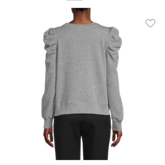 Womens Rebecca Minkoff Janine Puff Sleeve Coquette Preppy Gray Sweatshirt Small - Picture 3 of 9